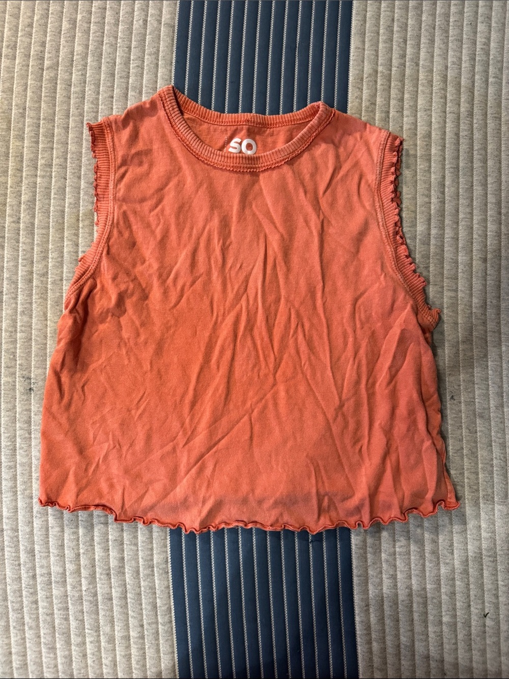 SO Coral Ribbed Trim Lettuce-Edge Tank